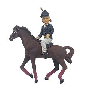 GALLERIE II Little Girl Rider Horse Equestrian Christmas Ornament Tag 3.5" CL71